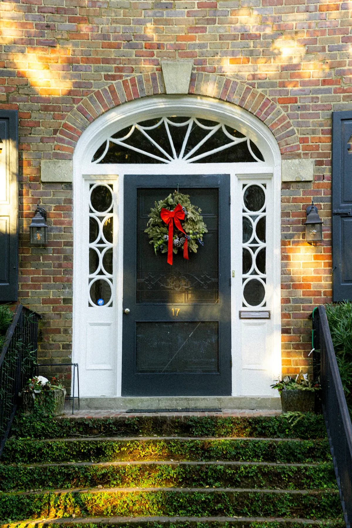 Front entrance with a fanlight and stone steps